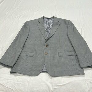 LAUREN Ralph Lauren gray window pane sport coat Size 44S silk wool blend